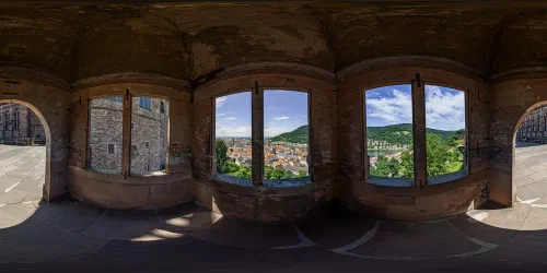 View of Heidelberg from one of the castle&rsquo;s corner towers.