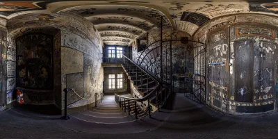 Stairs up to the student prison.